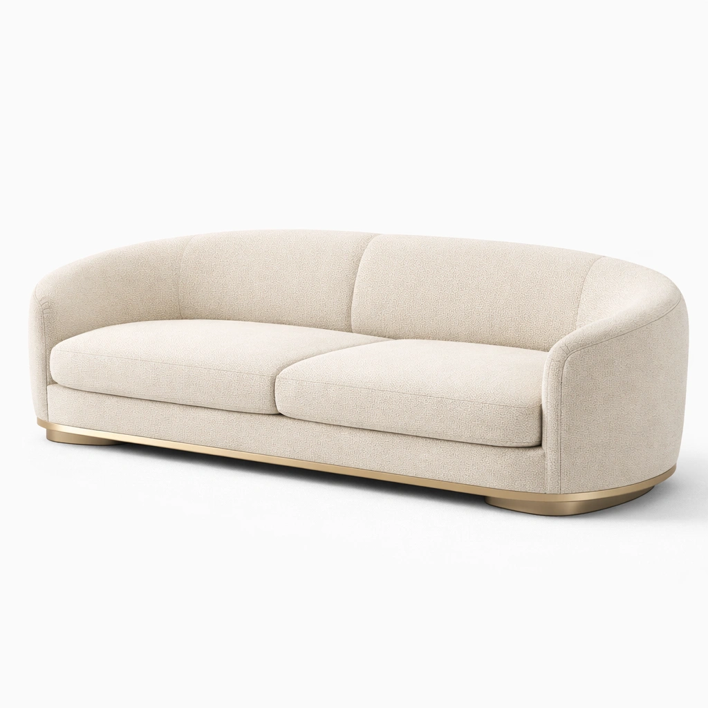 Sofa Creme Boucle Modern-velnoxio